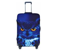 JIUTY Grande copertura per valigia con stampa di gufo blu, copertura elastica per valigia con stampa fronte/retro, mantiene i bagagli chiusi, bianco, M