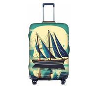 JIUTY Grande copertura per valigia con stampa di navi a vela, copertura elastica per valigie con stampa fronte/retro, mantiene i bagagli chiusi, bianco, XL