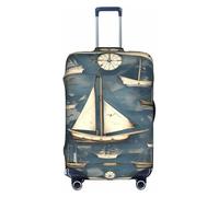 JIUTY Grande copertura per valigia con stampa di una mappa della barca a vela, copertura elastica per valigia con stampa fronte/retro, mantiene i bagagli chiusi, bianco, L