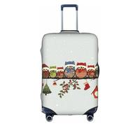 JIUTY Graziosa copertura per valigia con stampa di gufi natalizi su ramo, copertura elasticizzata per valigie con stampa fronte/retro, mantiene i bagagli chiusi, bianco, M