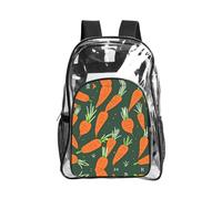 JIUTY Happy Carrot Print Clear Security Backpack Pvc Scuola Bookbag Viaggio Tasca Frontale Rete Laterale Utility Moderna