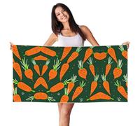JIUTY Happy Carrot Printing - Telo mare in velluto effetto pelle di pesca, asciugatura rapida, leggero, per spiaggia, palestra, esterni, interni, 1 pezzo