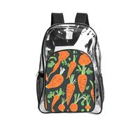 JIUTY Happy Carrot Seamless Pattern Print Clear Security Backpack Pvc Scuola Bookbag Viaggio Tasca Frontale Rete Laterale Utility Moderna