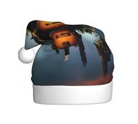 JIUTY Lago Chitarra Riflessione Stampa Cappello di Babbo Natale Unisex Per Natale Copricapo Addensare Cappelli di Natale Fase Halloween Comunità