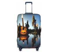 JIUTY Lake Guitar Reflection Printing Large Suitcase Cover estensibile con stampa fronte-retro, mantiene i bagagli chiusi, bianco, M