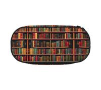JIUTY Library Bookshelf Book Cute Estetic Big Capacity Zipper Pencil Case Pen Portable Office Desk Organizer per adulti, Nero , Taglia unica, Organizer per borse