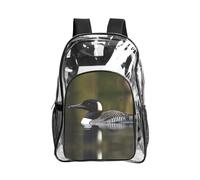JIUTY Loon Nature Bird Print Clear Security Backpack Pvc Scuola Bookbag Viaggio Tasca Frontale Rete Laterale Utility Moderno
