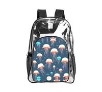 JIUTY Meduse Modello Stampa Trasparente Sicurezza Zaino Pvc Scuola Bookbag Viaggio Tasca Frontale Rete Laterale Utility Moderna