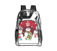 JIUTY Merry Christmas Cute Snowman Print Clear Security Backpack Pvc Scuola Bookbag Viaggio Tasca Frontale Rete Laterale Utility Moderna