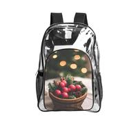 JIUTY Merry Christmas Print Clear Security Backpack Pvc Scuola Bookbag Viaggio Tasca Frontale Rete Laterale Utility Moderna