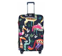 JIUTY Mexican Otomi Animals Printing Large Suitcase Cover, copertura elastica per valigia con stampa fronte/retro, mantiene i bagagli chiusi, bianco, L