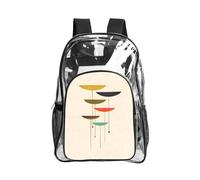 JIUTY Mid Century Stampe Moderne Stampa Trasparente Zaino di Sicurezza Pvc Scuola Bookbag Viaggio Tasca Frontale Rete Laterale Utility Moderna