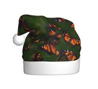 JIUTY Monarch Butterflly Stampa Cappello di Babbo Natale Unisex per Natale Copricapo Addensare Cappelli di Natale Stage Halloween Comunità