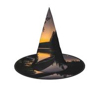 JIUTY Moonlit Canoa Allagash River Stampa 2 Pezzi Cosplay Strega Cappello Feste Halloween Cappello Costume Accessorio per Halloween Party