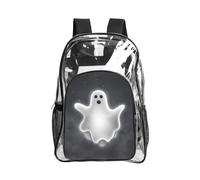 JIUTY Nero E Halloween Fantasma Stampa Chiara Sicurezza Zaino Pvc Scuola Bookbag Viaggio Tasca Frontale Rete Laterale Utility Moderna