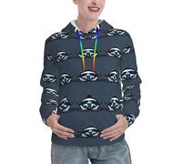 JIUTY Orca Killer Whale - Felpa da donna foderata con cappuccio caldo, tasca frontale, felpe invernali con tasche, Nero , XXL