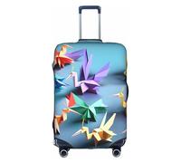 JIUTY Origami Multicolor Papercraft Cranes Stampa Grande Copertura Valigia Elasticizzata con Stampa su entrambi i lati, Mantiene i bagagli chiusi, bianco, S
