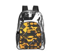 JIUTY Senape Giallo E Nero Stampa Chiara Sicurezza Zaino Pvc Scuola Bookbag Viaggio Tasca Frontale Rete Laterale Utility Moderna
