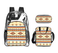 JIUTY Set di zaini stampati nativi americani 3 in 1 set di borse trasparenti per eventi scolastici e per il trasporto quotidiano