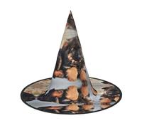 JIUTY Simpatico cappello da strega con stampa di cucciolo di pastore tedesco, 2 pezzi, per cosplay, feste di Halloween, accessorio per costume da strega per feste di Halloween