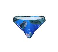 JIUTY Slip bikini con stampa di delfi di pesce del mondo sottomarino 3D, Nero , XL