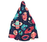 JIUTY Space Planets - Mantello con cappuccio in poliestere per adulti, mantello con cappuccio, per feste, cosplay, feste in maschera