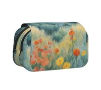 JIUTY Stagione acquerelli di fiori stampa grande capacità penna matita caso, bambini cancelleria borsa con doppio strato per scuola, ufficio, università, Nero , Taglia unica, Organizer per borse