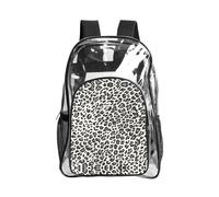 JIUTY Stampa leopardata nera trasparente zaino di sicurezza Pvc scuola Bookbag viaggio tasca frontale laterale maglia moderna utilità