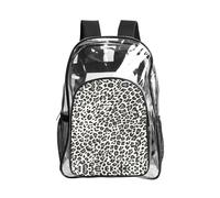 JIUTY Stampa leopardata nera trasparente zaino di sicurezza Pvc scuola Bookbag viaggio tasca frontale laterale maglia moderna utilità