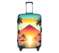 JIUTY Sunrise Tropical Palm Tree Island stampa grande valigia copertura elastica con stampa fronte-retro, mantiene i bagagli chiusi, bianco, XL