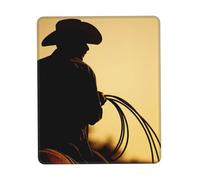 JIUTY Tappetino per mouse con sagoma di cowboy con lazo con bordo cucito Base in gomma antiscivolo lavabile per computer portatili