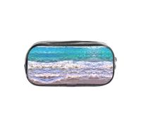JIUTY White Beach Tropical Sea Elegante astuccio trasparente con cerniera liscia, borsa multiuso per cancelleria per scuola e ufficio