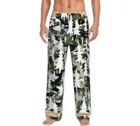 JIUTY White Trees Camo Degli Uomini Confortevole Biancheria Da Notte Flanella Pantaloni Di Sonno Big E Alto Morbido Lounge Pantaloni Per La Casa, Nero , L