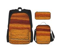JIUTY Zaino con motivo dinosauro, 3 pezzi, 40,6 cm, con scatola per il pranzo, grandi zaini per scuola elementare prescolare, Nero , Taglia unica, Set di zaini per la scuola