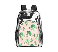 JIUTY Zaino di sicurezza trasparente con stampa di cactus in pvc borsa per libri scolastici da viaggio tasca frontale tasca laterale moderna utilità