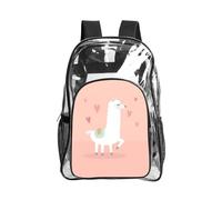 JIUTY Zaino Di Sicurezza Trasparente Stampa Alpaca Pvc Scuola Bookbag Viaggio Tasca Frontale Rete Laterale Utility Moderna
