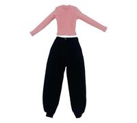Jiuvaso 1/6 Abiti da Bambola Femminile, Vestiti Figure d'azione, Top a Maglia a Maniche Lunghe e Costumi Fatti a Mano per Le Bambole da 12 ", Rosa E Nero