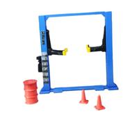 Jiuvaso 1/64 Diorama Auto Garage Riparazione Attrezzi Telaio Riparazione Barile di Petrolio Sollevatore per Auto Scena Espositiva Modello Coni Stradali, Sollevamento Del Colore Blu