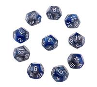 Jiuvaso 10 Pezzi Dadi Gioco Dodici Lati Set Poliedrici Plastica Leggeri Facile Lettura Dadi per Giochi da Tavolo Ruolo Wargames Adatti per Regalo Giocatori D&, Blu + Grigio