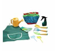 Jiuvaso 10 Pezzi Set Attrezzi Giardinaggio Bambini Kit Set Badile Rastrello Annaffiatoio Guanti Borsa con Tasche Metallo Legno Apprendimento Responsabilità, Set Prince 10 Pezzi