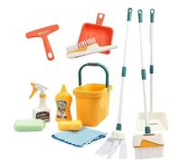 Jiuvaso 12 Pezzi Set Scopa Giocattolo Bambini con Mop Paletta Secchio Spazzola Spray Educativo in Plastica Sicura Bordi Arrotondati per Imitazione Pulizie