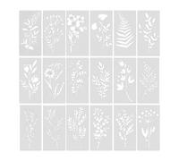 Jiuvaso 18 Modelli per dipingere Fiori, Stencil di Fiori e Foglie, Set di Stencil botanici riutilizzabili per progetti artistici, cartelli in Legno per Adulti