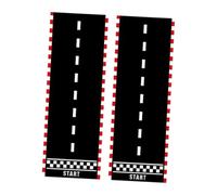 Jiuvaso 2 pezzi Racetrack Floor Runner Nero Versatile Forniture per feste di compleanno Tappetino per decorazioni stradali per auto da corsa in poliestere