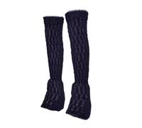 Jiuvaso 2X Scaldamuscoli per Pattinaggio Artistico, Calze Leggere e Calde per Le Gambe, Peluche Blu Navy
