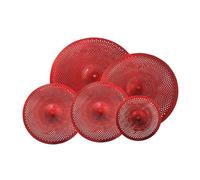 Jiuvaso 5 pezzi di piatti a pacco set di piatti muti da 14 "hi hat 16" crash 18 '"eruzione cutanea da 20" per la pratica del drmmer per la camera, Rosso
