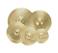 Jiuvaso 5 pezzi di piatti a pacco set di piatti muti da 14 "hi hat 16" crash 18 '"eruzione cutanea da 20" per la pratica del drmmer per la camera, Giallo