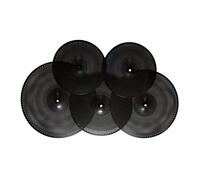 Jiuvaso 5 pezzi di piatti a pacco set di piatti muti da 14 "hi hat 16" crash 18 '"eruzione cutanea da 20" per la pratica del drmmer per la camera, Nero