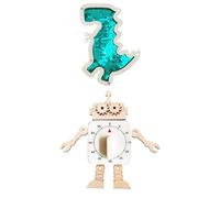 Jiuvaso Accessori per La Lavagna Interattiva : Robot, Timer, Dinosauro con Paillettes per Lo Sviluppo Del Pensiero Logico Spaziale, Ideale per Bambi, Stile B, Taglia unica