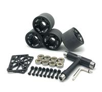 Jiuvaso Assemblaggio Ruote Skateboard Set Ruote PU Cuscinetti Accessori Longboard per Stradali Presa Migliorata Rotolamento Adatto per Cruising Carving Pendolarismo, Nero