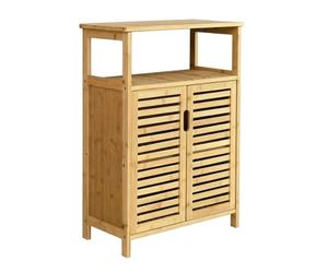 Jiuvaso Bagno Credenza Armadio Ripostiglio Bambù Struttura Compatta Salvaspazio Ripiani a Stile Moderno Essenziale Adatto per Bagno Ingresso Soggiorno